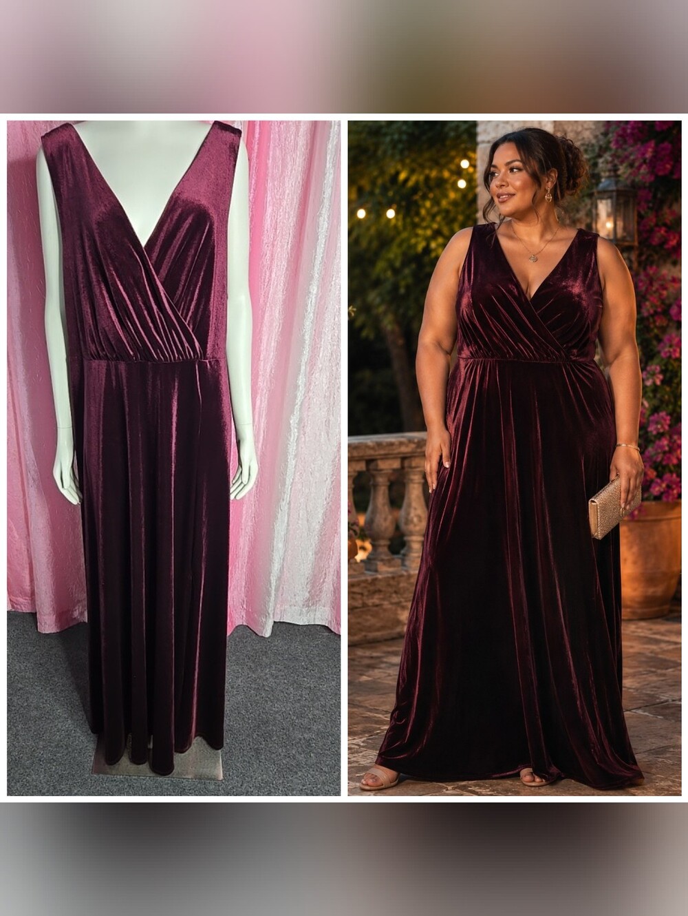 Torrid Merlot Romantic Velvet Cocktail Special Occasion Maxi Dress Size 3X